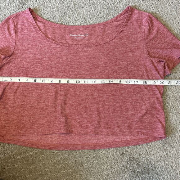 Outdoor Voices Shirt Women’s Pink Cloudknit Cropped Tee Athleisure Active Lounge - Picture 8 of 9